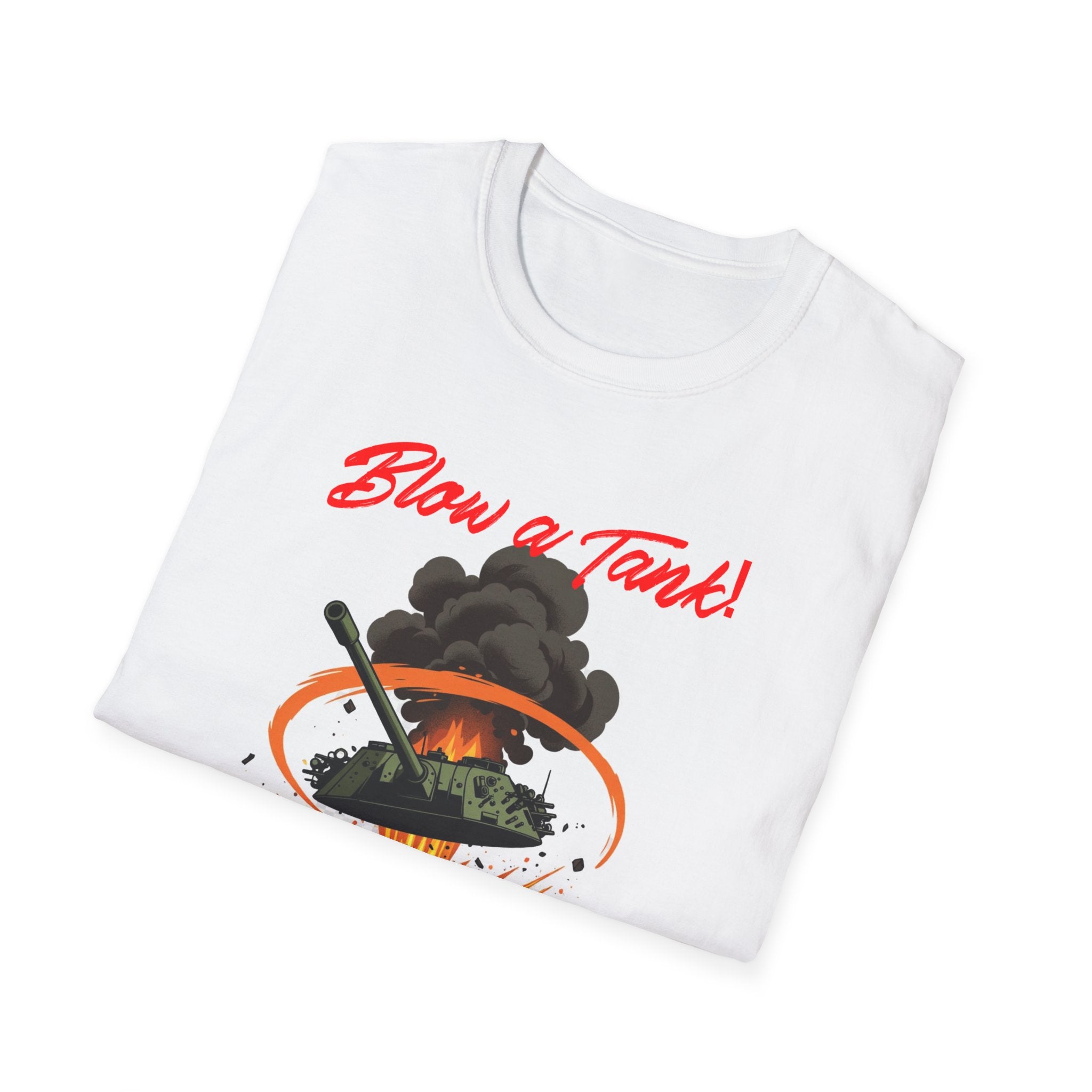 Blow a Tank! Graphic T-Shirt — Vintage Exploding Tank Military Humor Tee