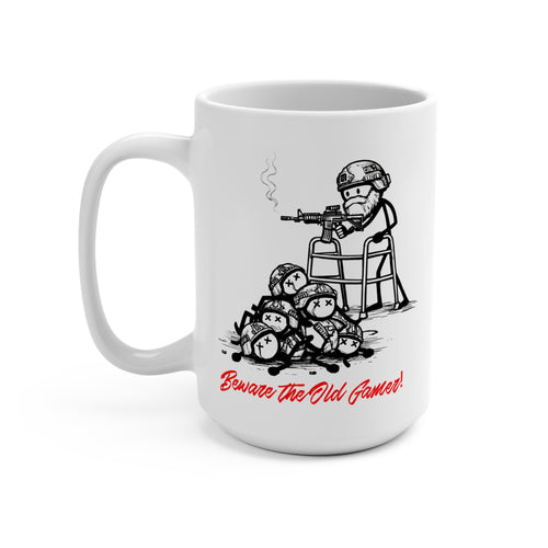 15oz Mug — "Beware the Old Gamer" Retro Gamer Coffee Mug