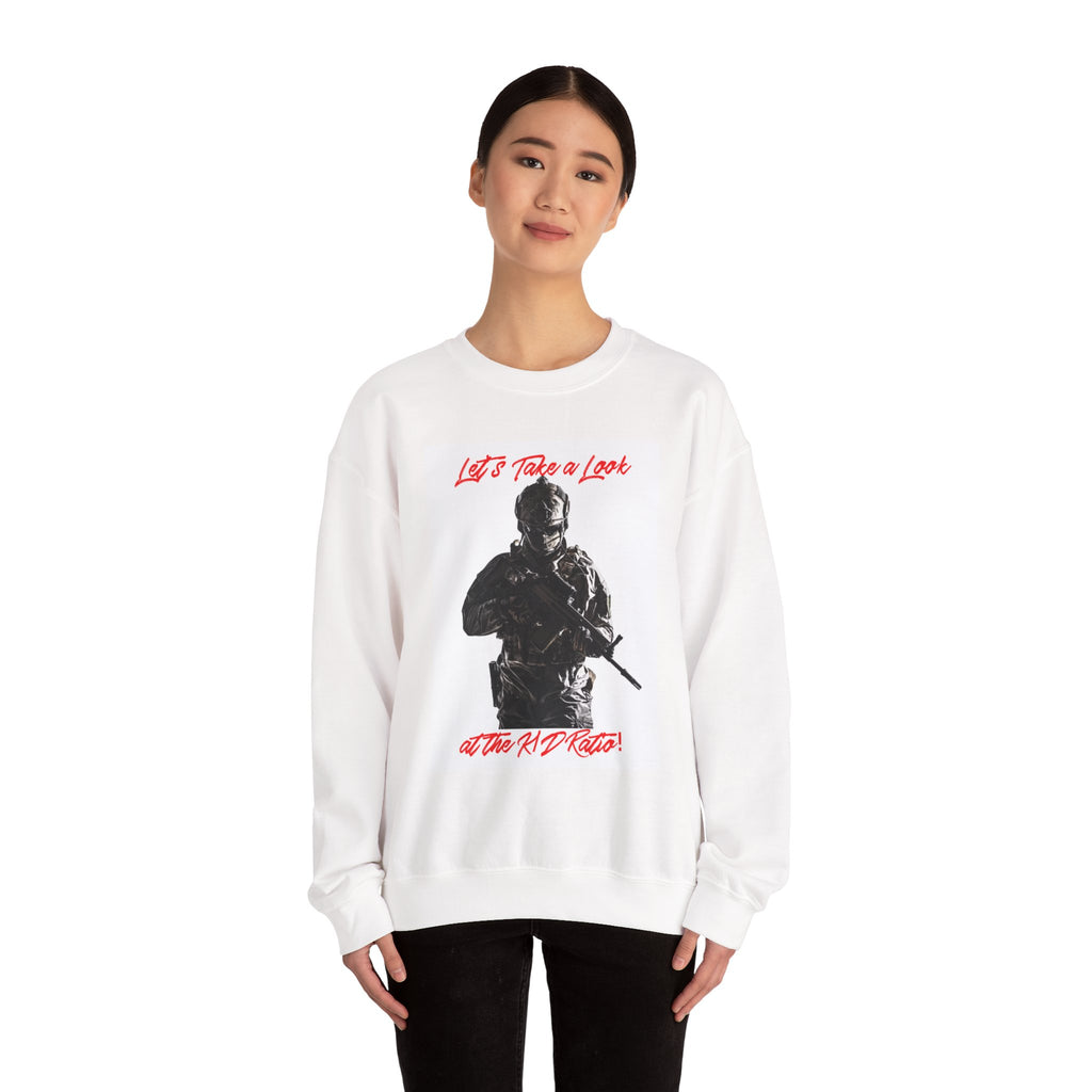 Tactical Soldier Crewneck Sweatshirt – "Let’s Take a Look at the KD Ratio" Graphic