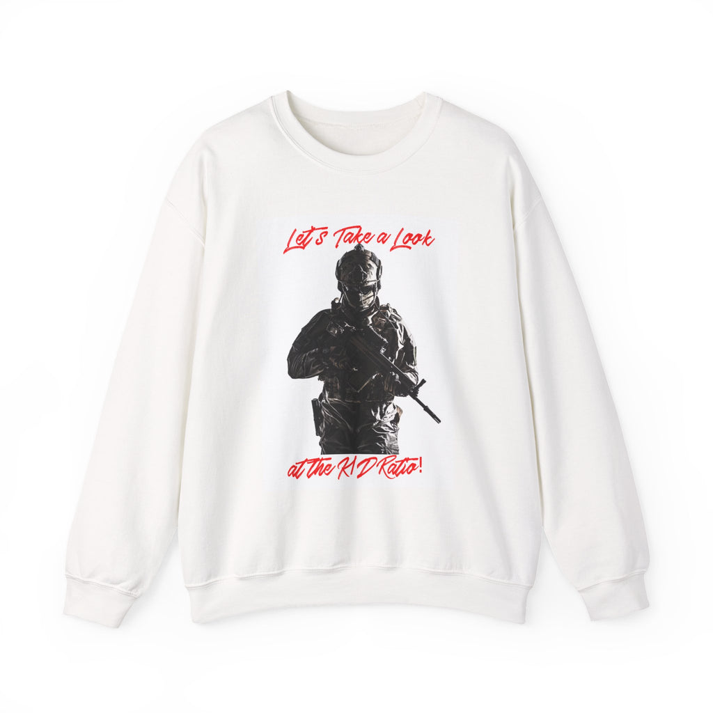 Tactical Soldier Crewneck Sweatshirt – "Let’s Take a Look at the KD Ratio" Graphic