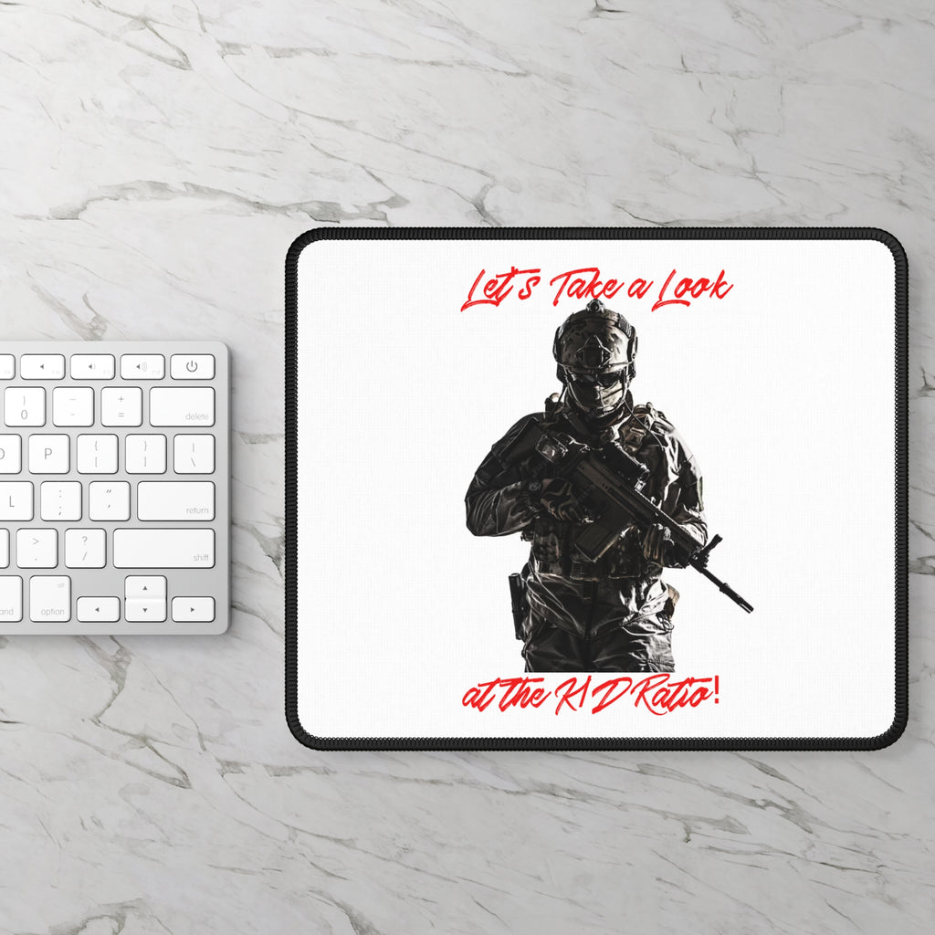 Gaming Mouse Pad — "Let's Take a Look at the K/D Ratio" Tactical Shooter Desk Mat