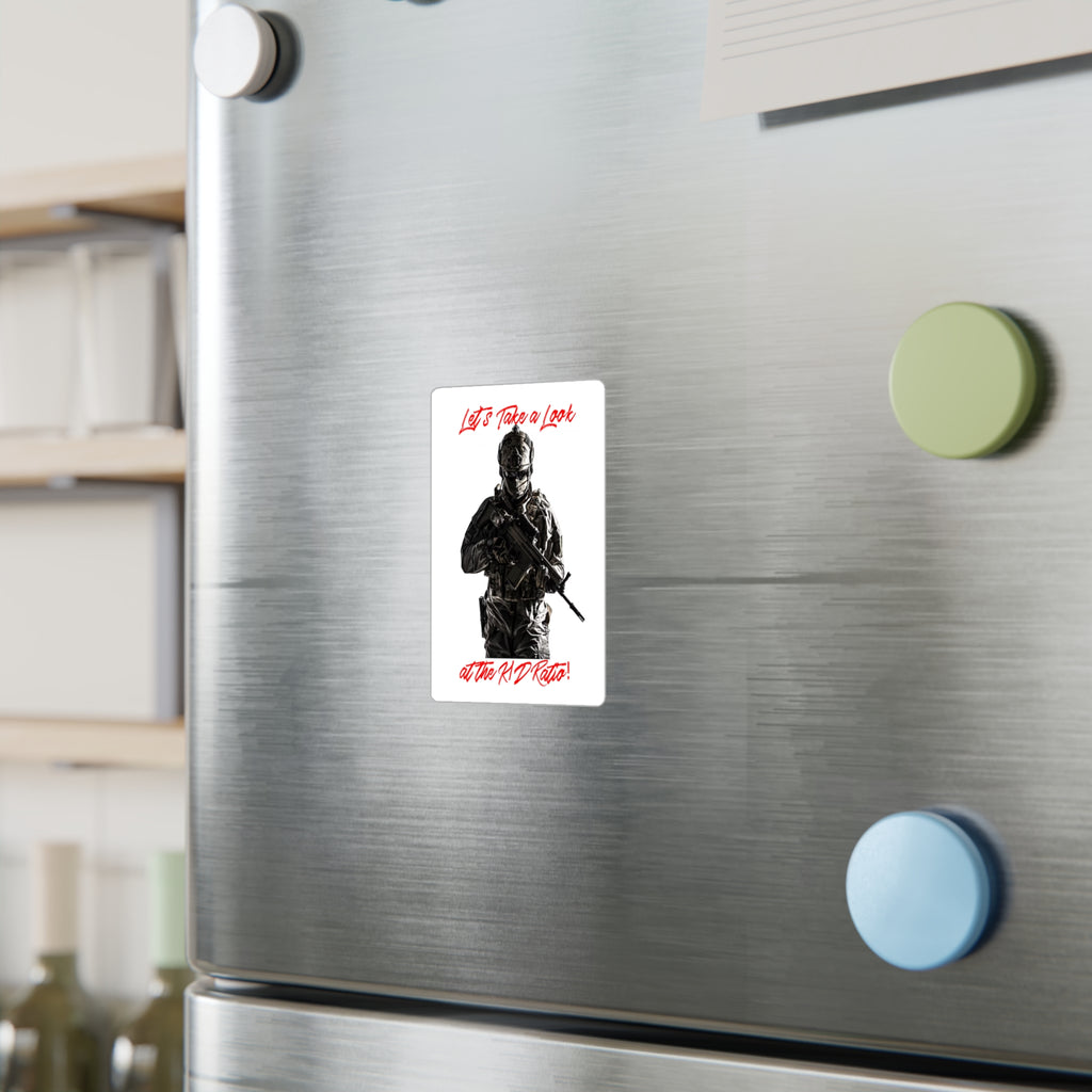 Tactical Soldier Kiss-Cut Vinyl Decal — "Let's Take a Look at the R/D Ratio!"