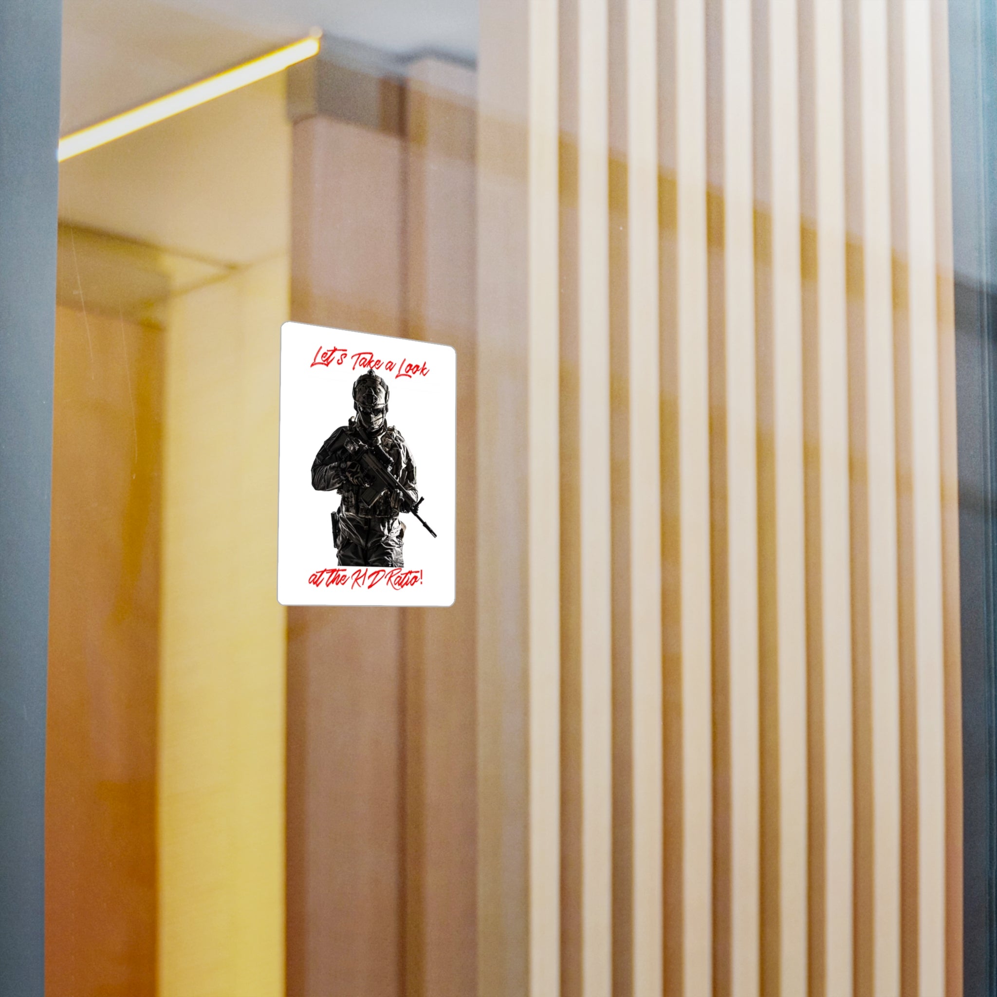 Tactical Soldier Kiss-Cut Vinyl Decal — "Let's Take a Look at the R/D Ratio!"